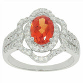 Sterling Silver Semi Mount Ring Setting OV 8x6mm White Topaz Double Halo - Syzjewelry